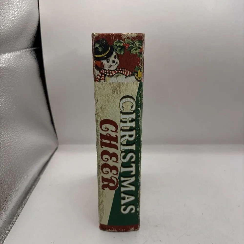 Christmas Cheer Keepsake Storage Book Stash Box Vintage Style Snowman